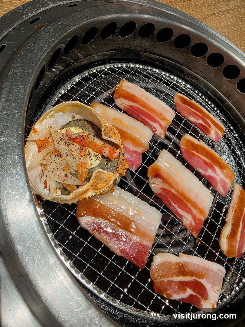 Grilling Meat and Crab Shell