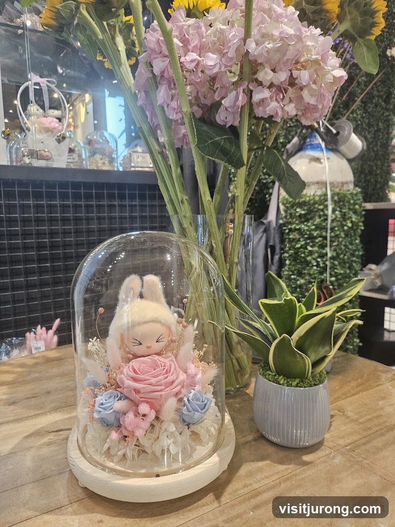 Preserved Flower Arrangement with Bunny Doll