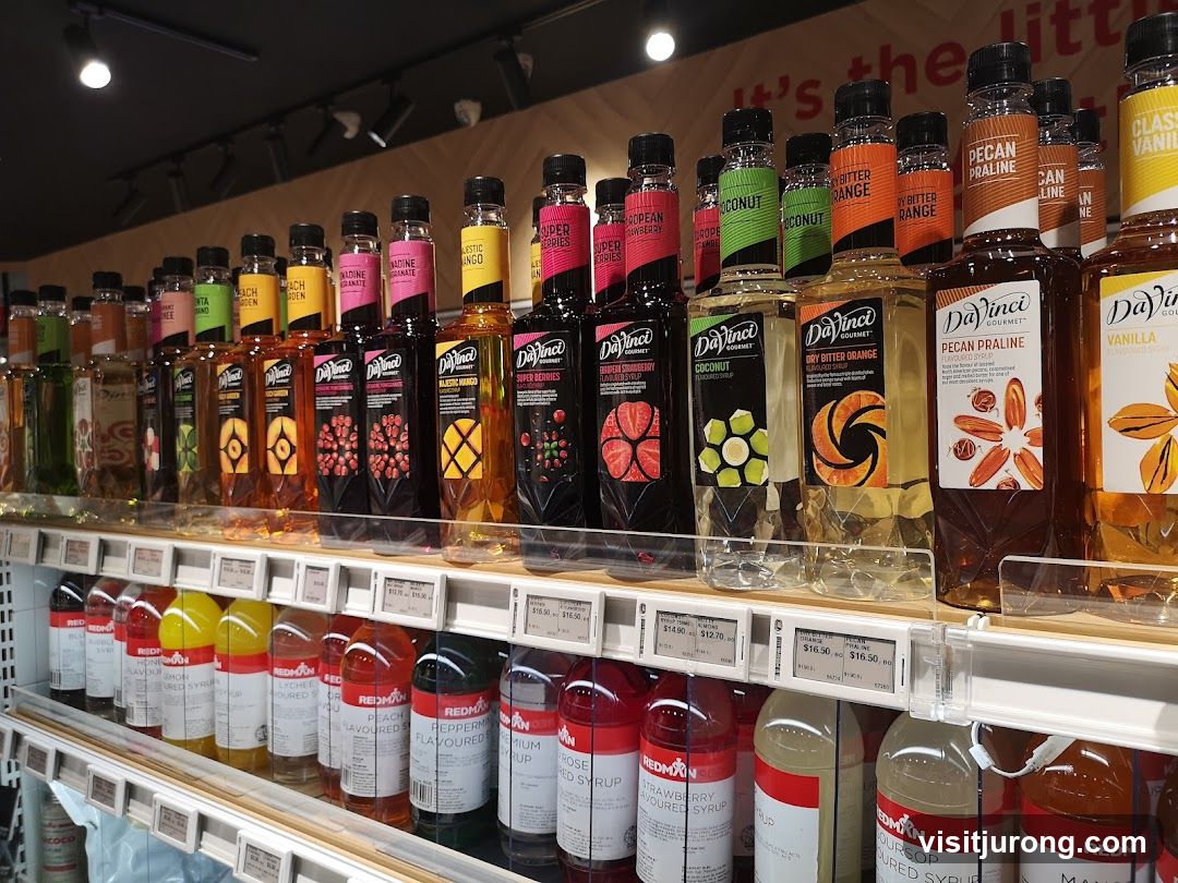 Syrup Bottles on Shelves