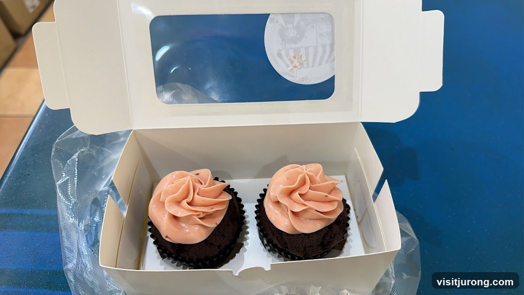 Two Chocolate Cupcakes with Pink Frosting