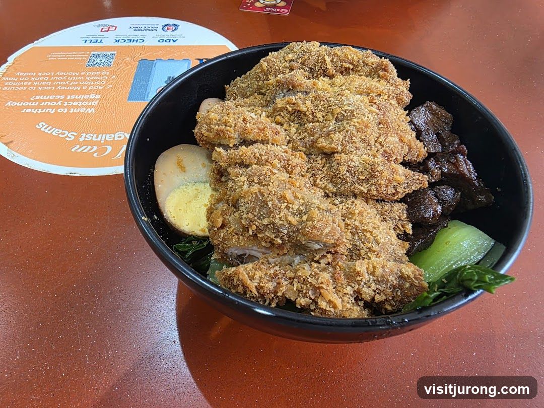 Food Bowl with Fried Chicken and Beef
