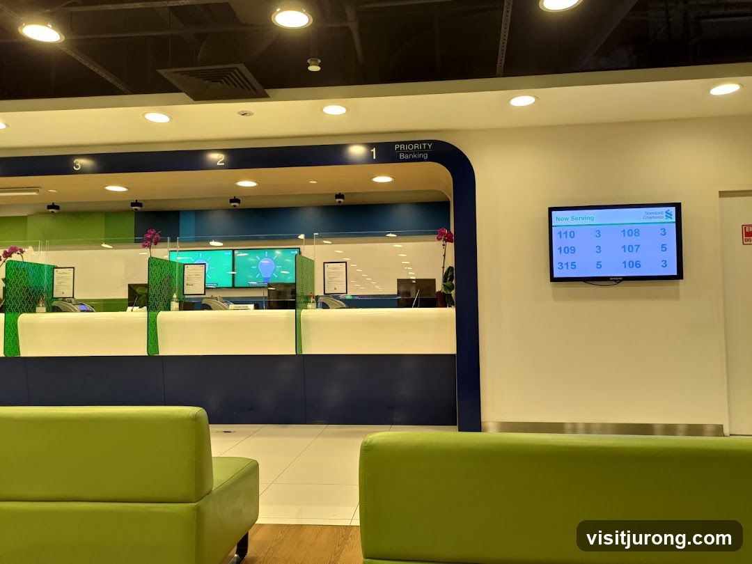 Bank Interior with Digital Display