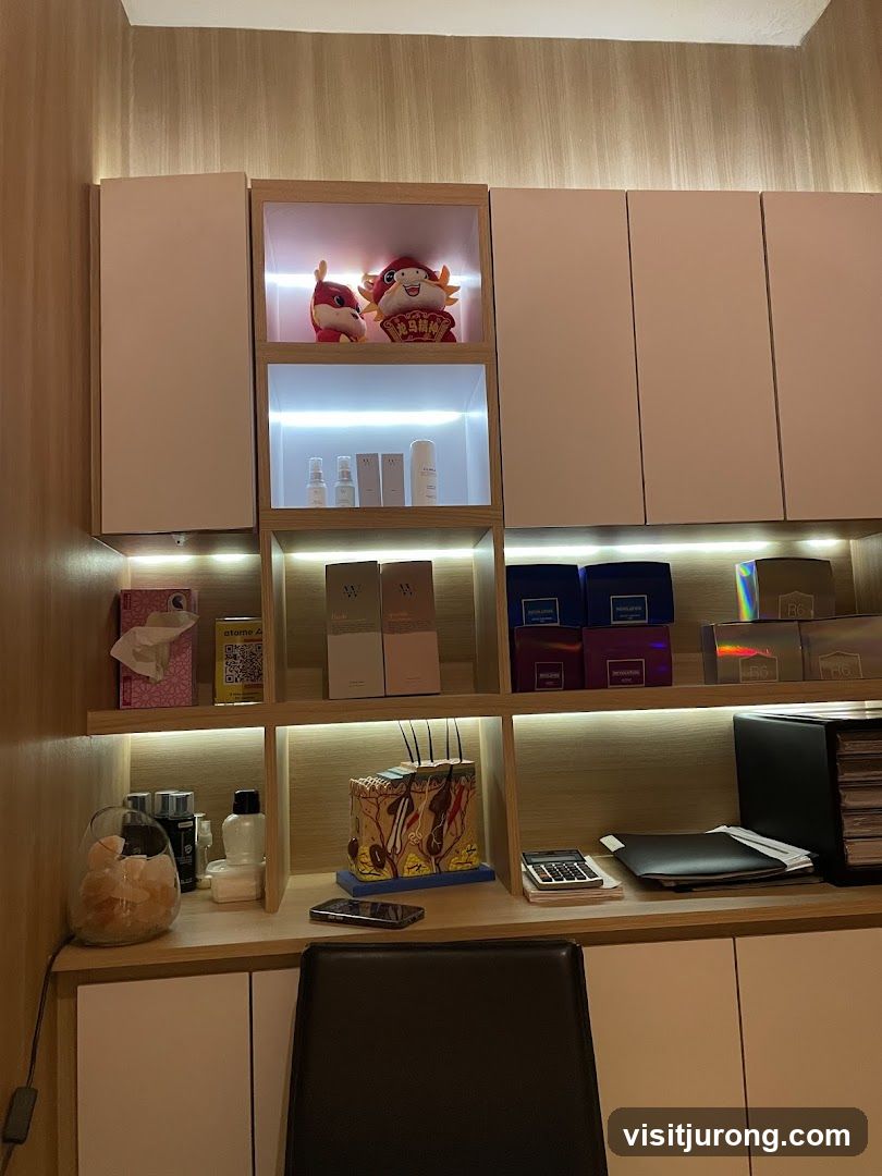 Shelving unit with products and decor