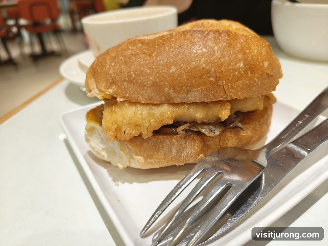 Fried Fish Sandwich with Coffee