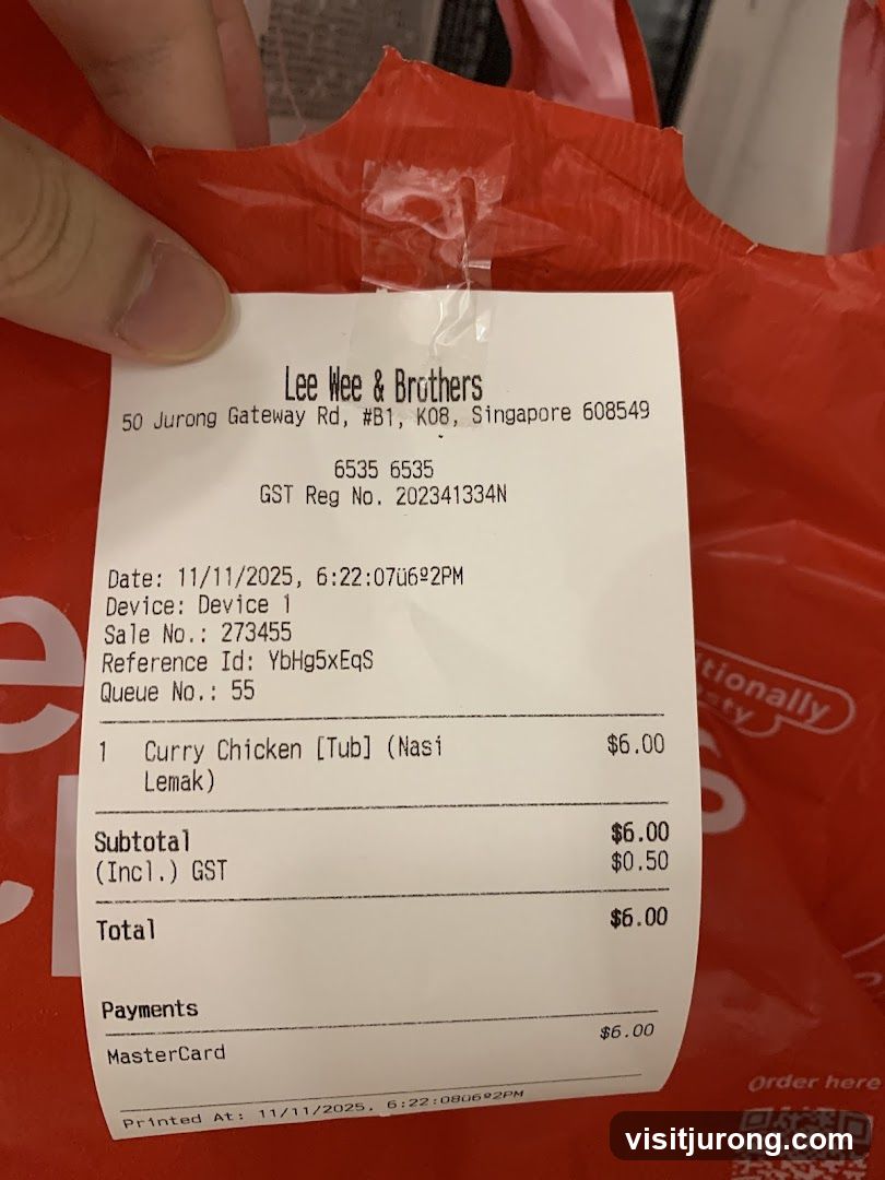 Receipt from Lee Wee & Brothers
