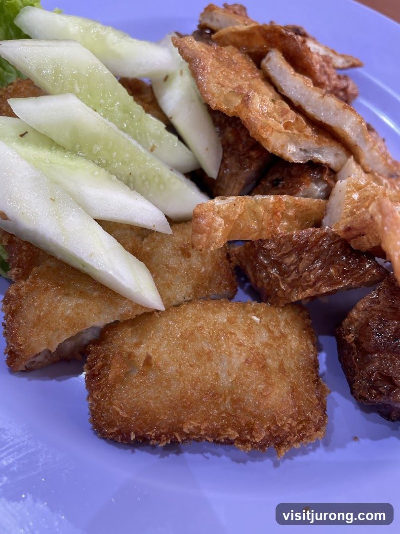 Fried Snacks with Cucumber Slices