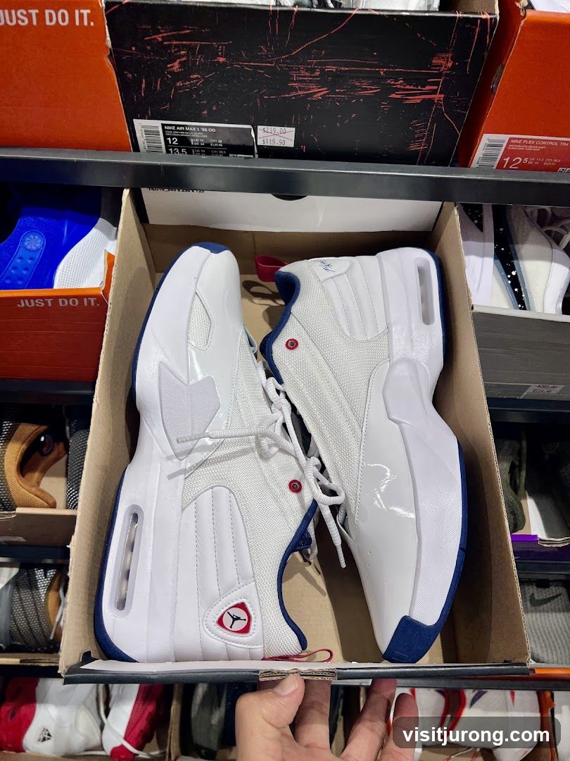 White and Blue Basketball Shoes in Box