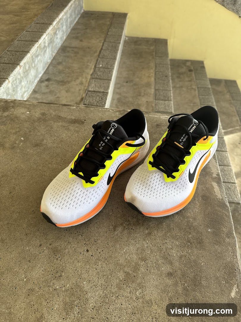 White and Neon Running Shoes