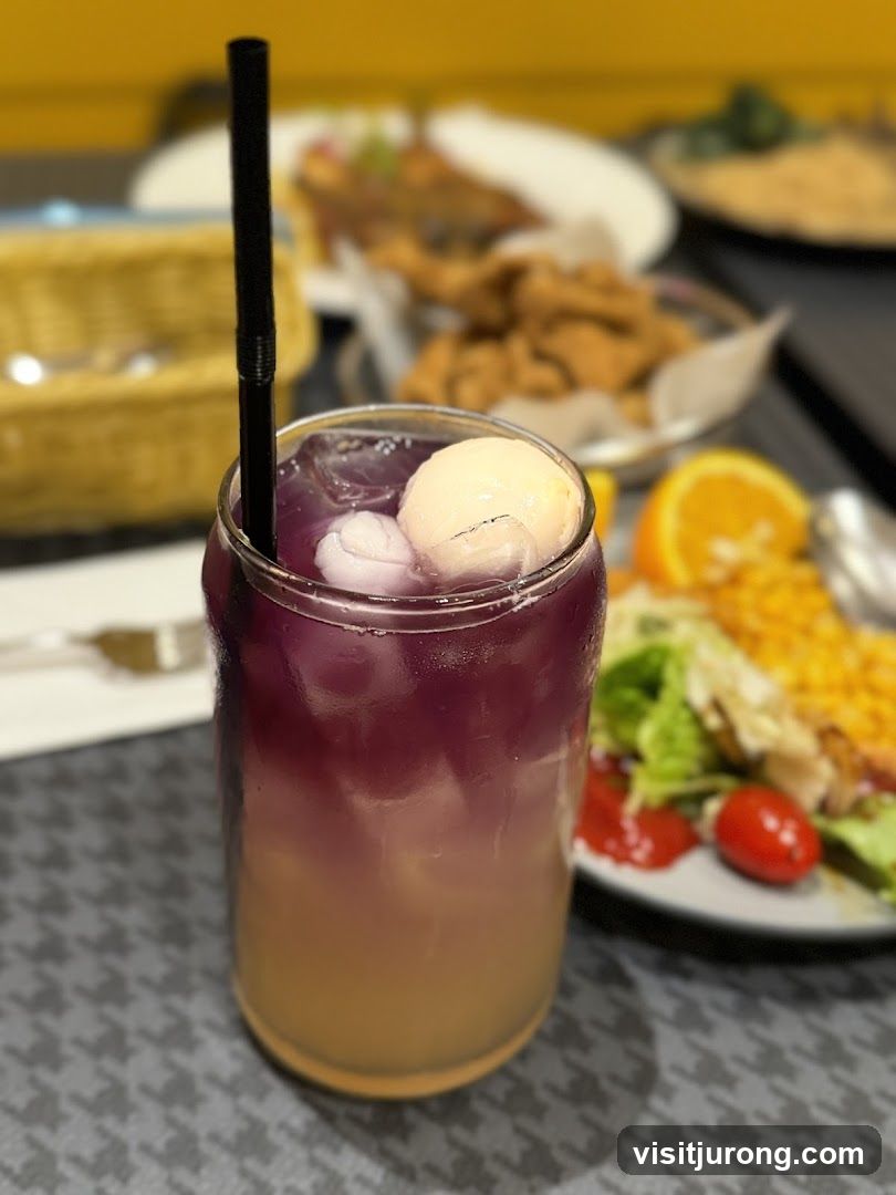 Layered Drink with Fruit and Food