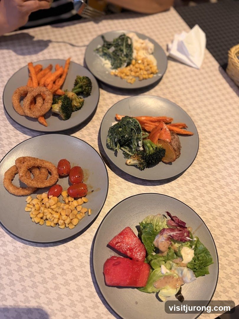 Plates of food on a table