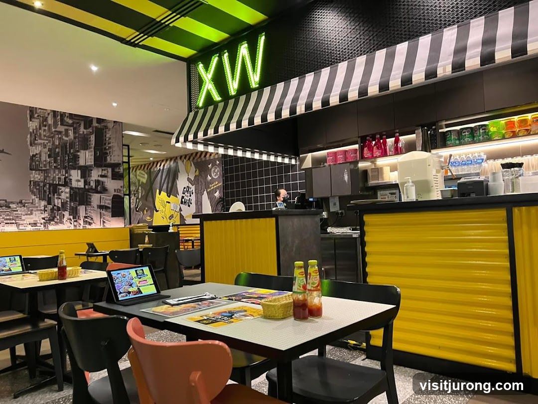 Restaurant Interior with Neon Signage