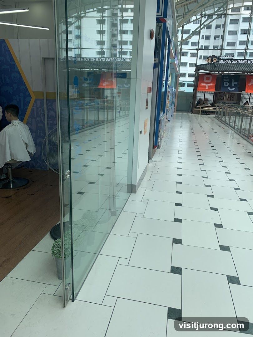 Indoor walkway with shops
