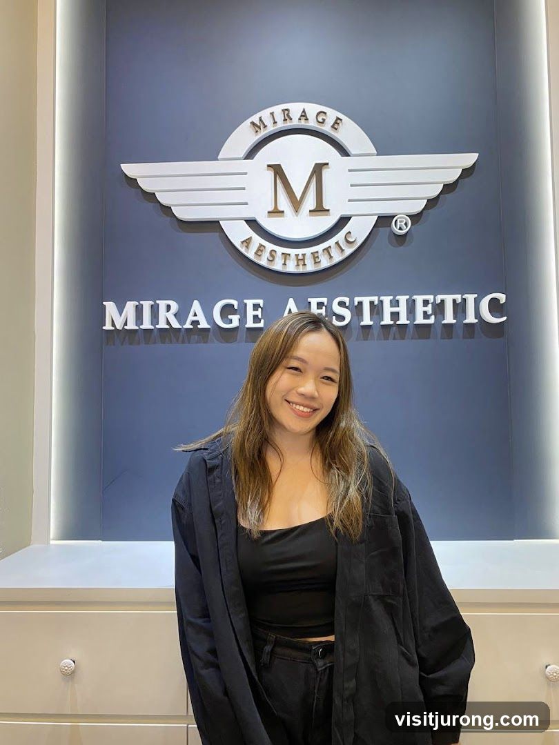 Woman Posing in Front of Mirage Aesthetic Logo