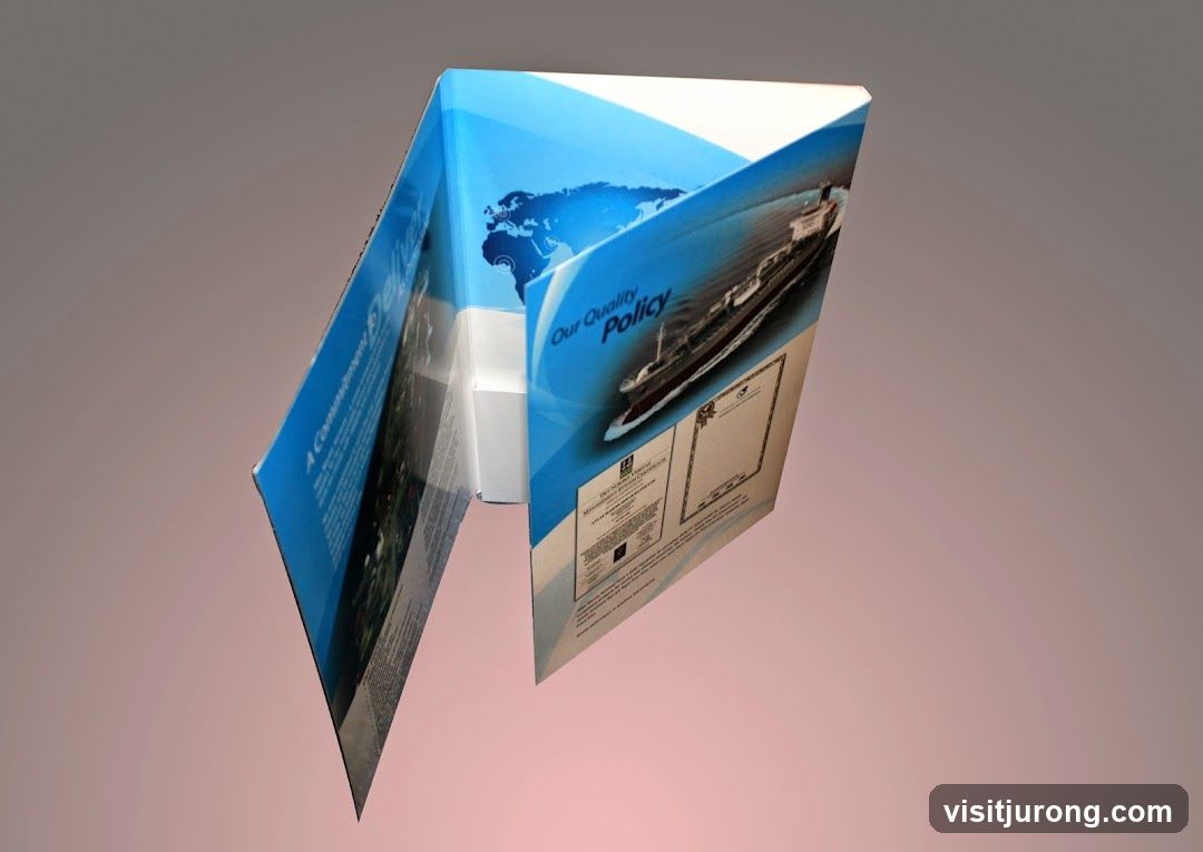 Brochure with Ship Image and World Map