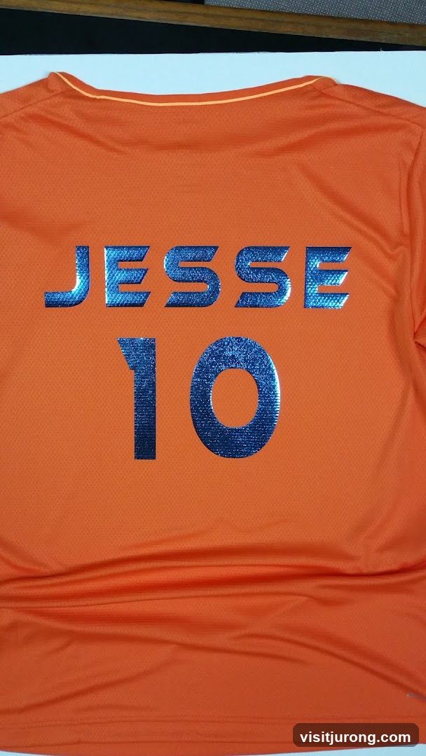 Orange Jersey with Blue Text