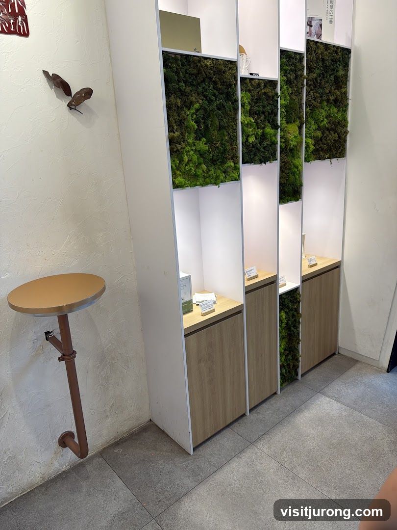 Interior Display Shelf with Moss Panels