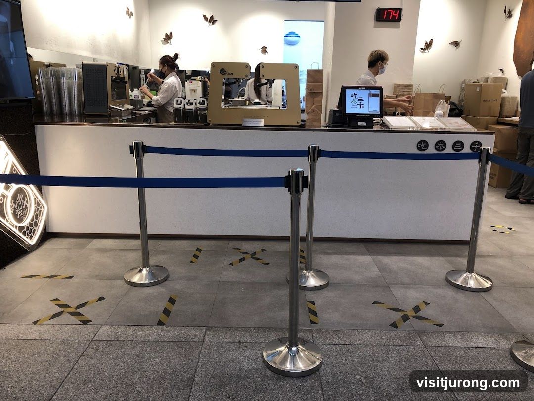 Queueing area in a shop