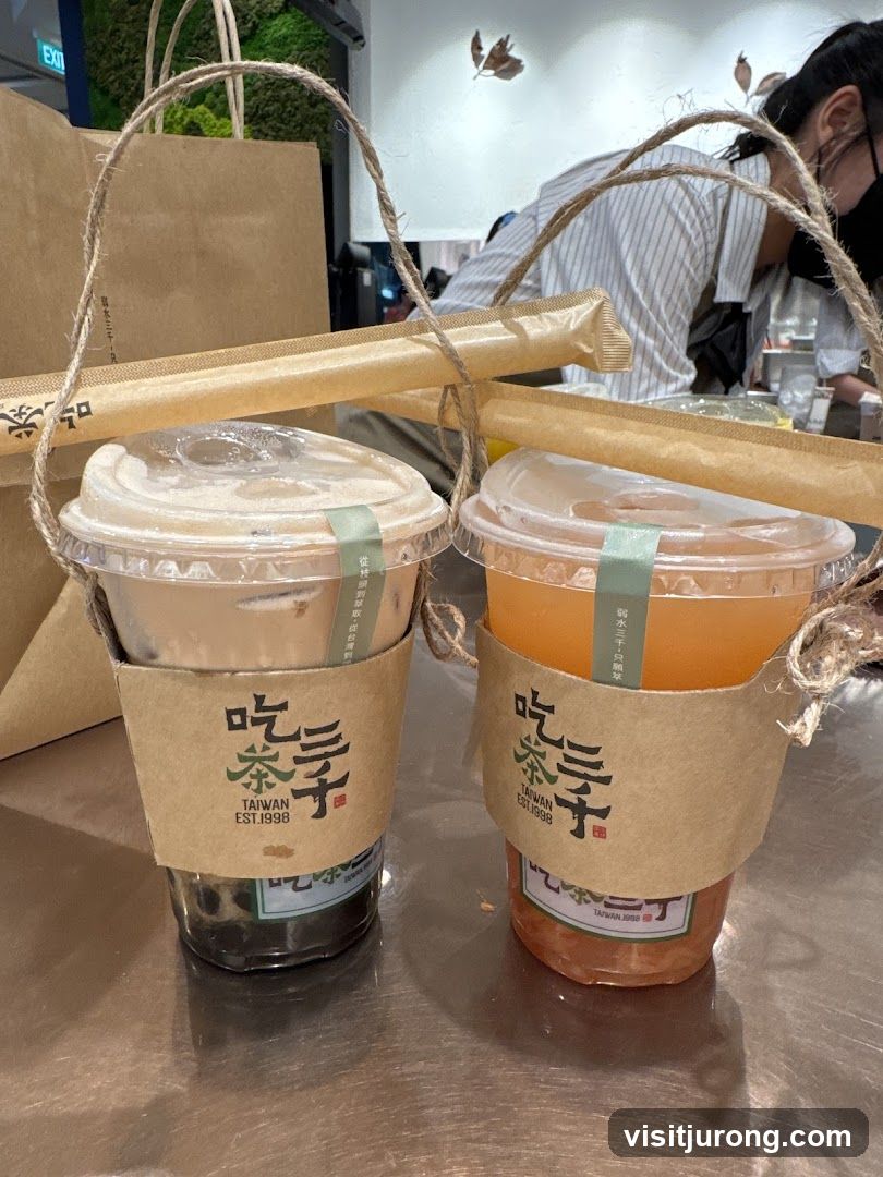 Two bubble tea drinks