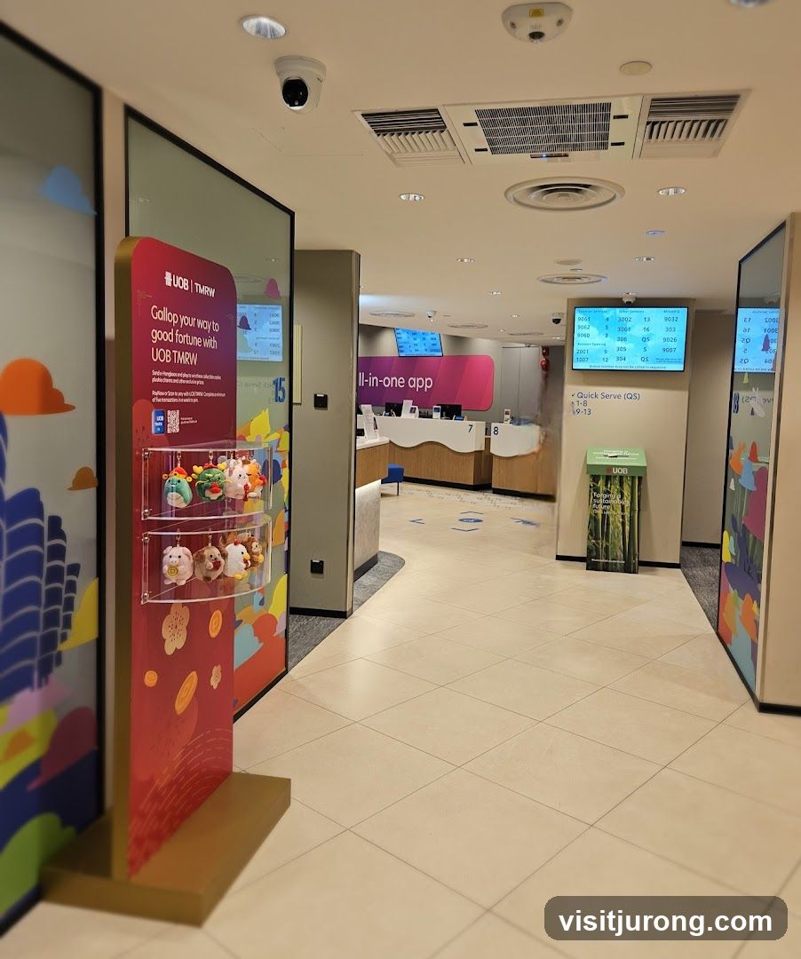 Bank Interior with Digital Displays