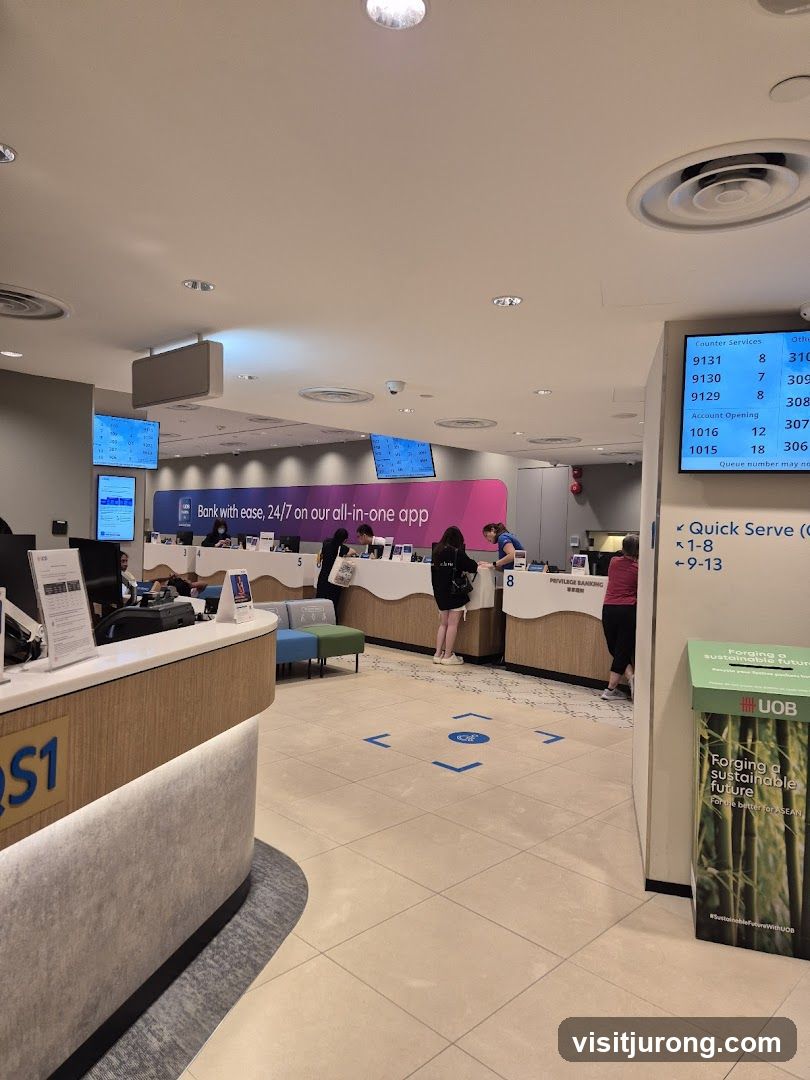 Bank Interior with Queue Displays