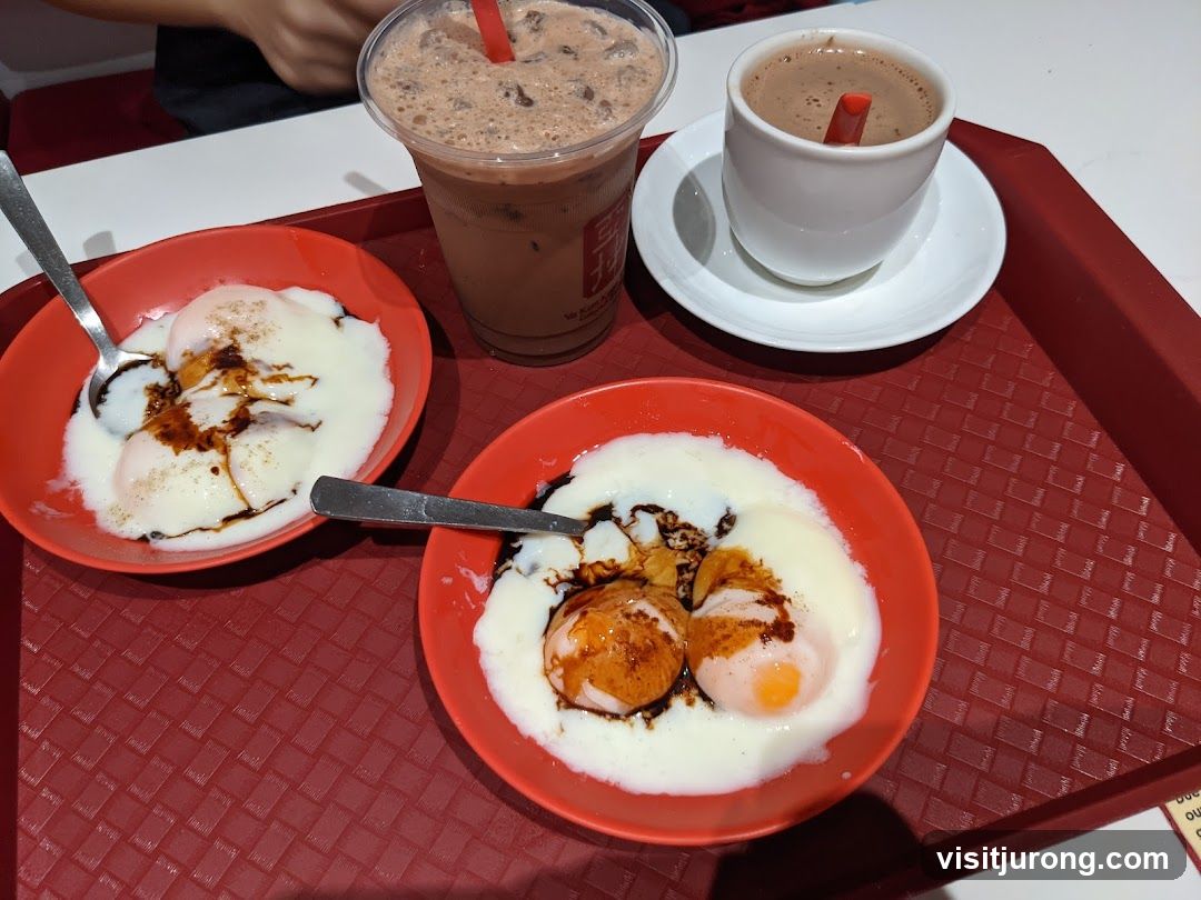 Soft-boiled eggs and drinks