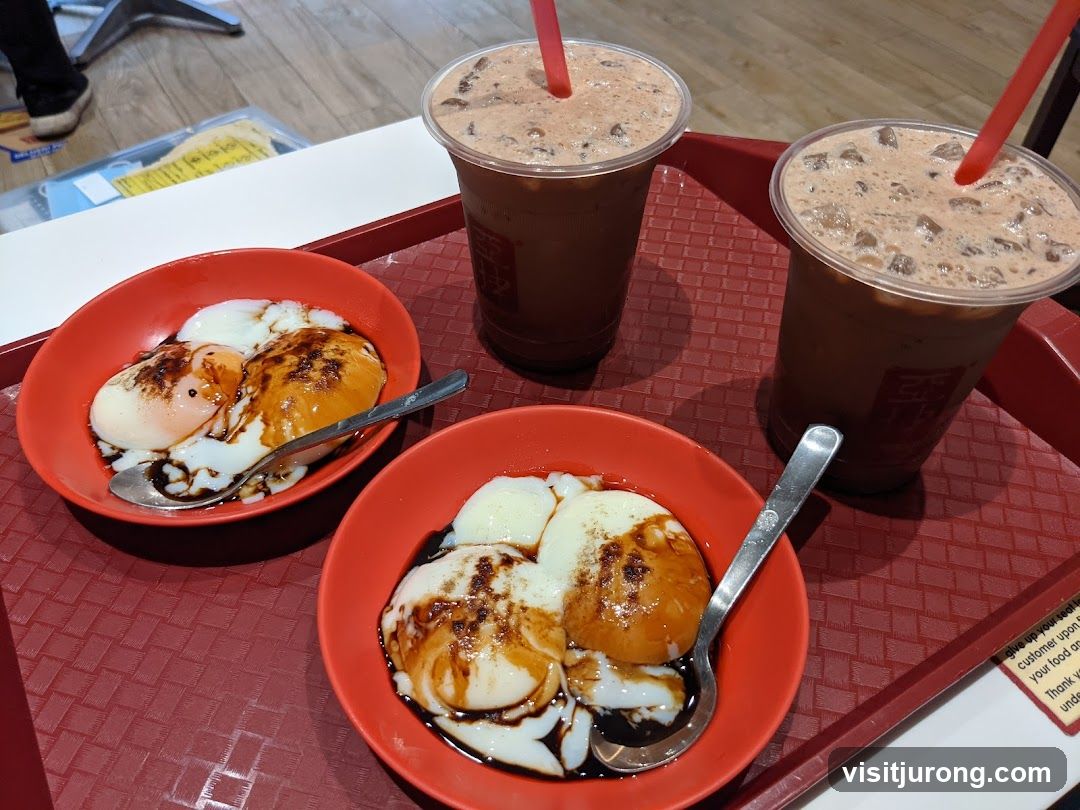 Soft-boiled eggs and iced drinks