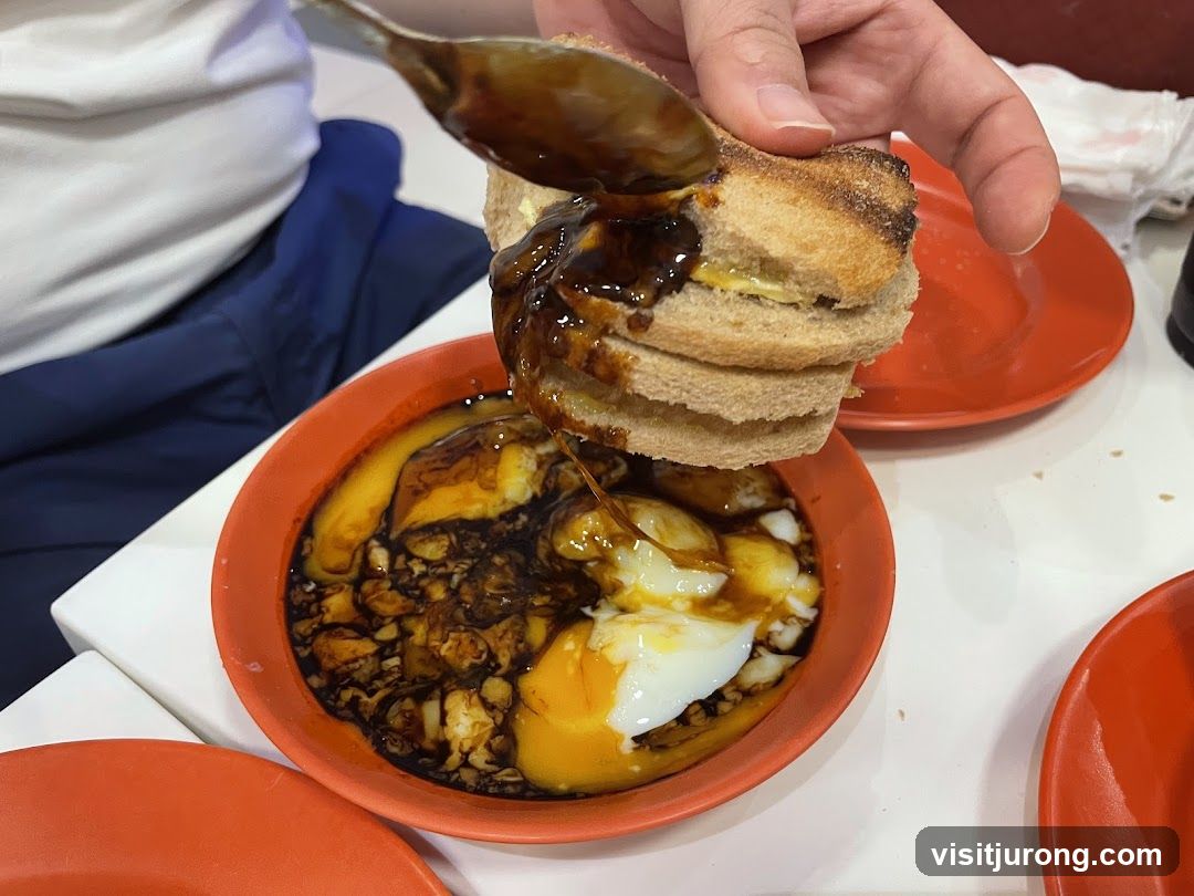 Dipping Toast into Soft-Boiled Eggs with Soy Sauce