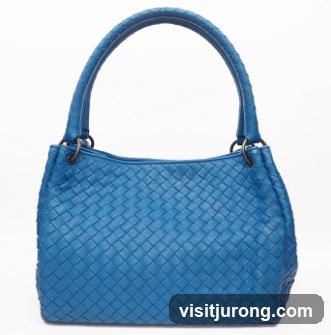 Blue Woven Leather Handbag