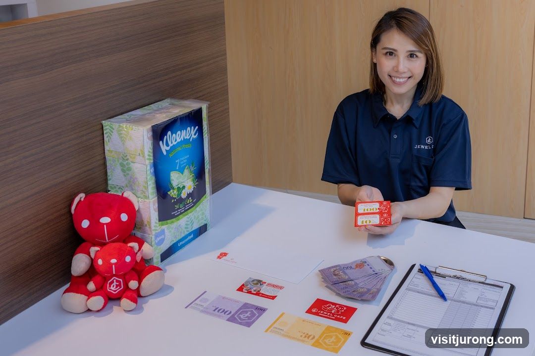 Woman holding gift vouchers