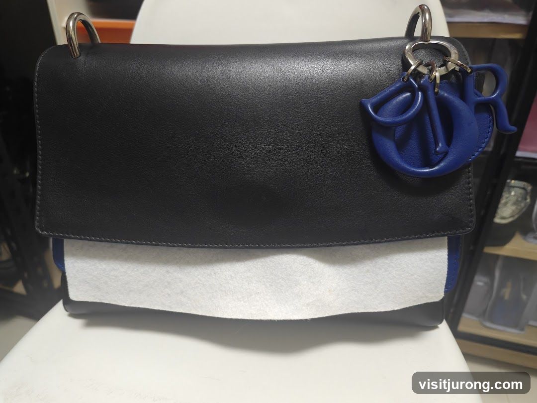 Black handbag with Dior charms