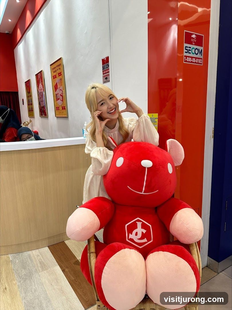 Woman with Giant Teddy Bear
