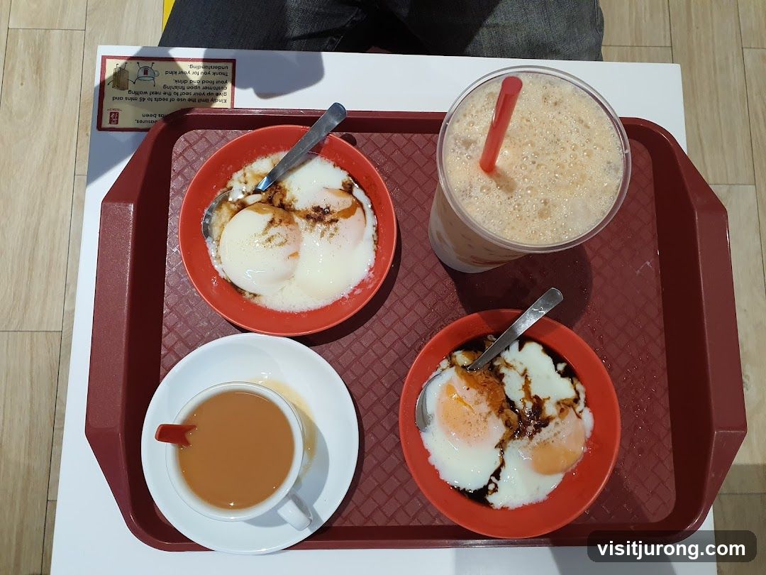 Soft-boiled eggs with coffee and tea