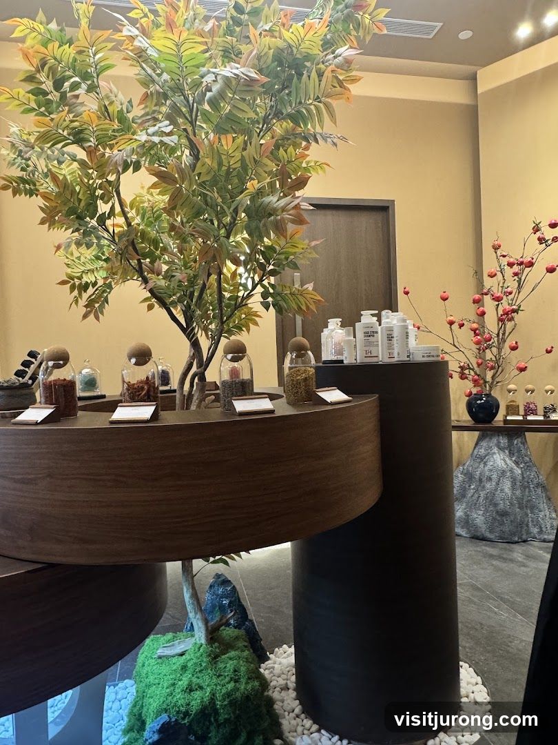 Interior display with plants and products