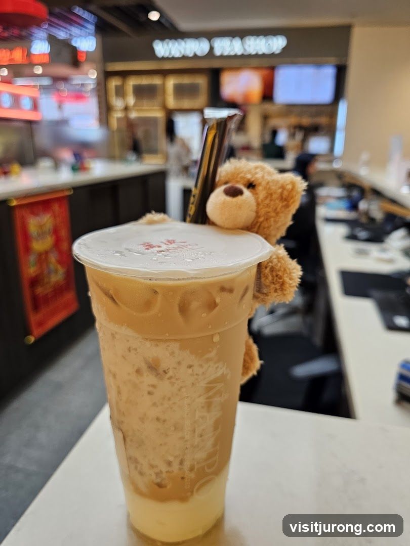 Iced Milk Tea with Teddy Bear Charm