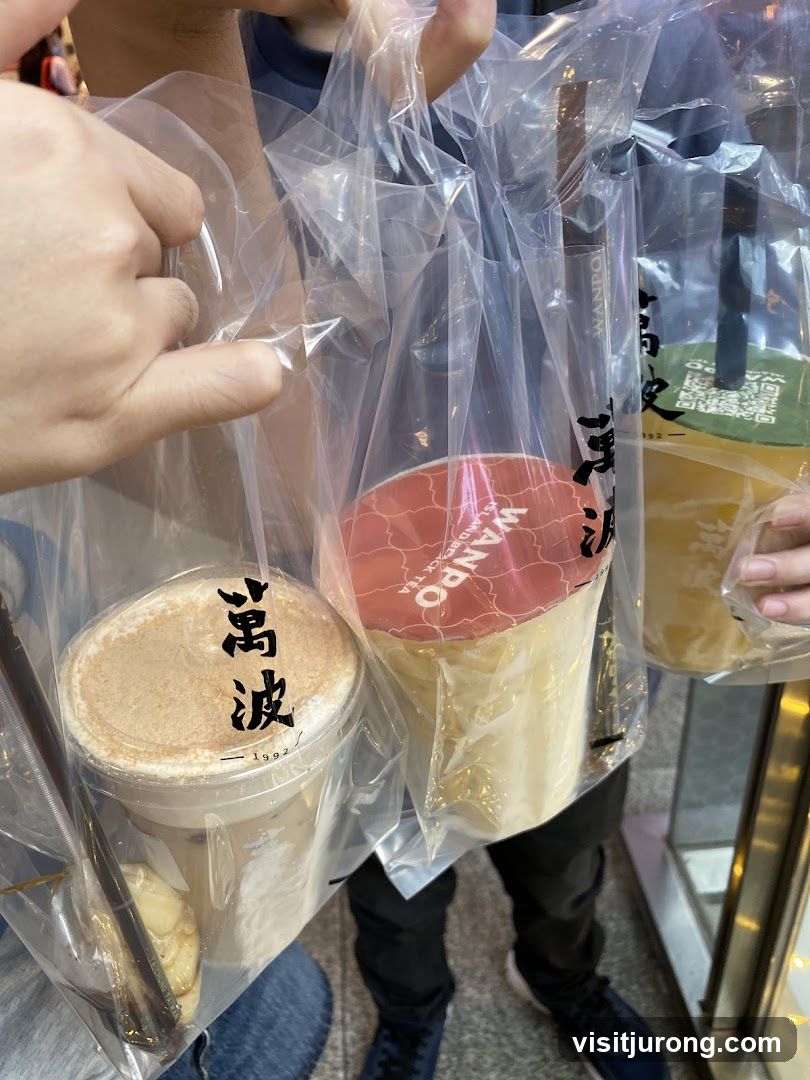Three drinks in plastic bags