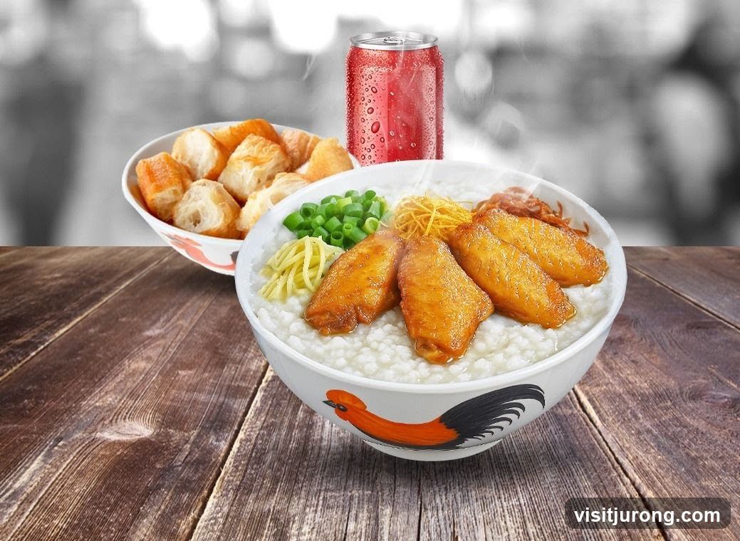 Congee with Chicken Wings and Fried Dough Sticks