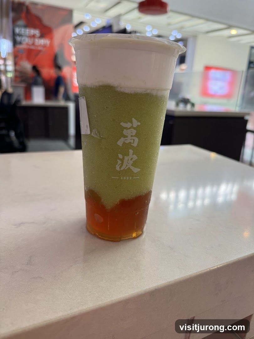 Green Tea Drink with Cream Topping