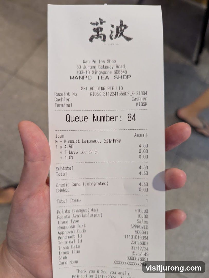 Wan Po Tea Shop Receipt