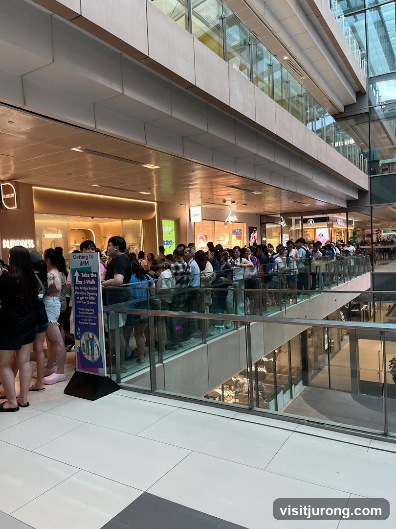 Crowd waiting in line at a shopping mall