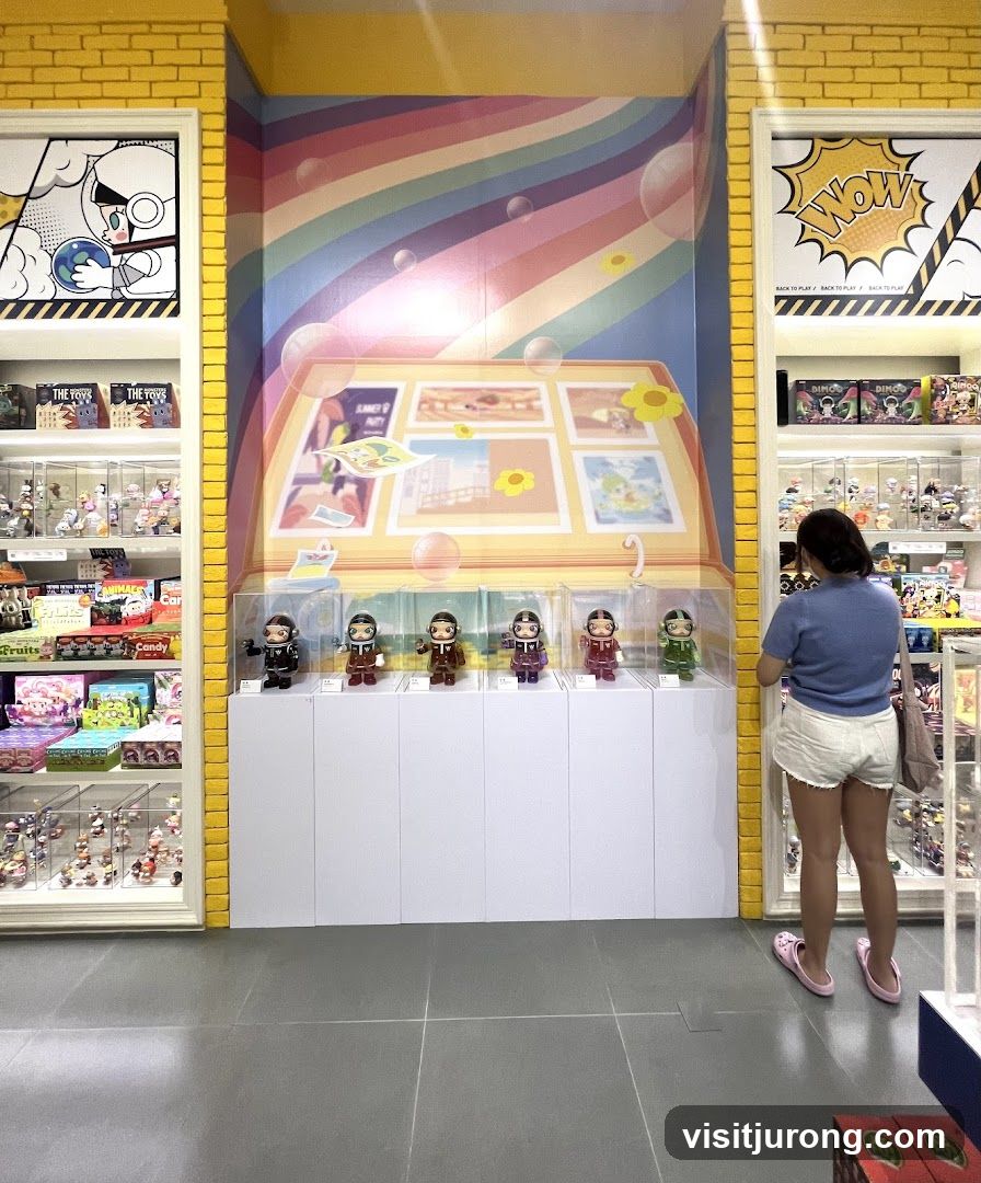 Display of collectible figures in a store