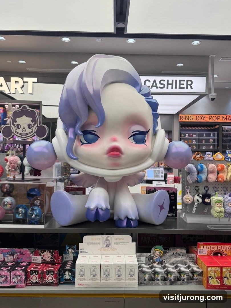 Display of Collectible Figures and Merchandise