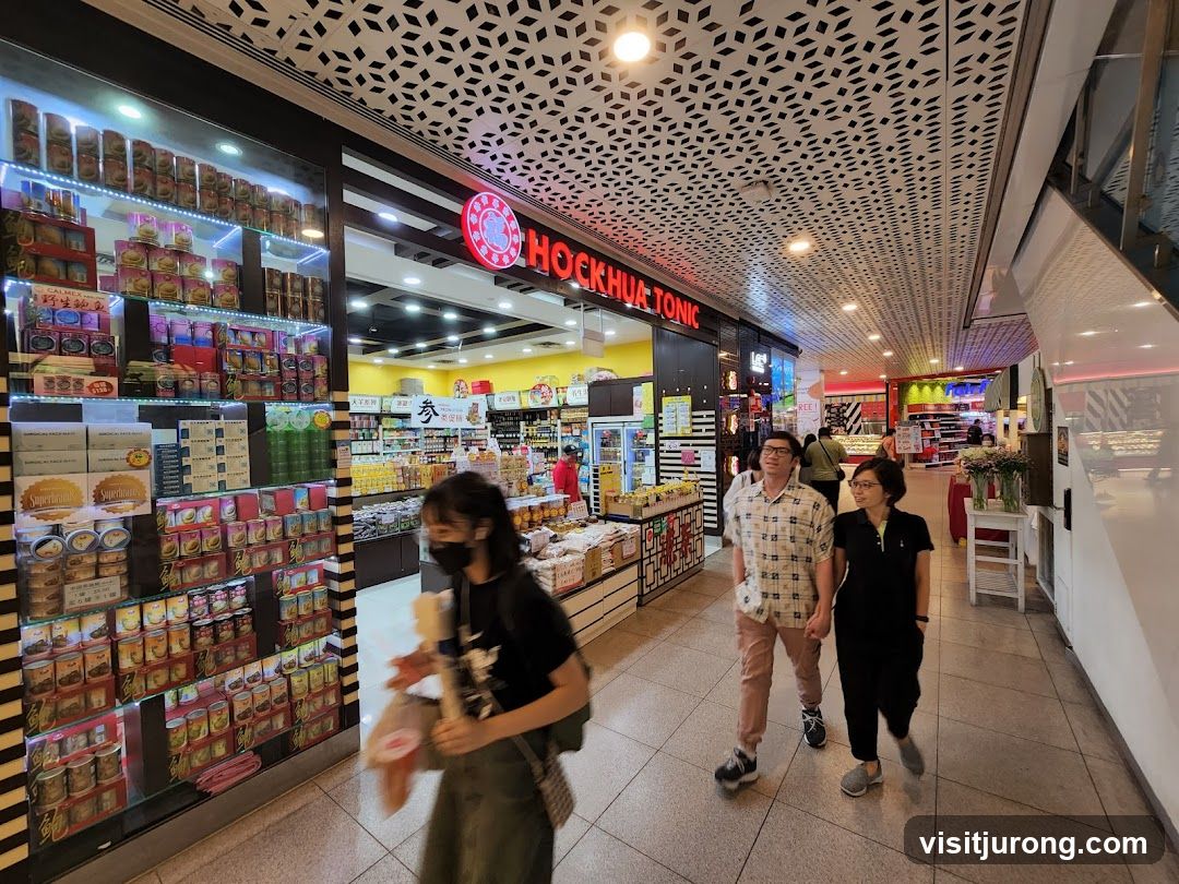 People walking past a store