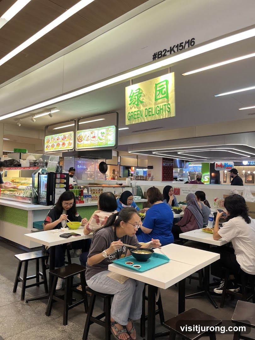 People eating at a food court