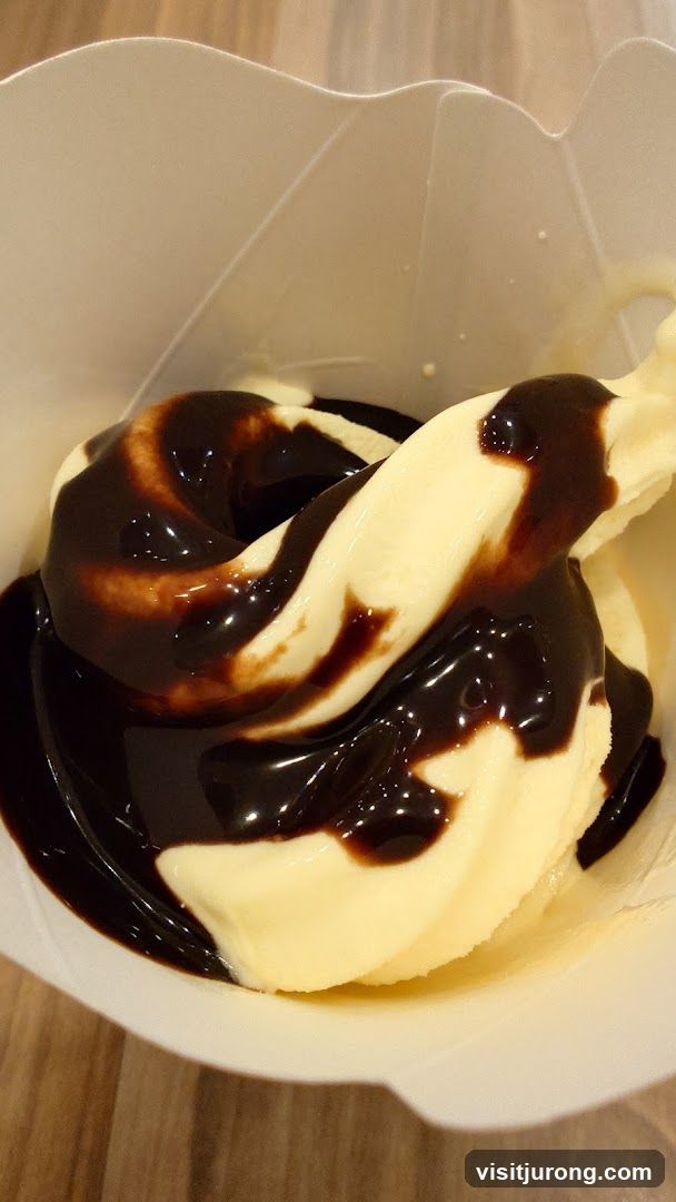 Soft Serve Ice Cream with Chocolate Sauce