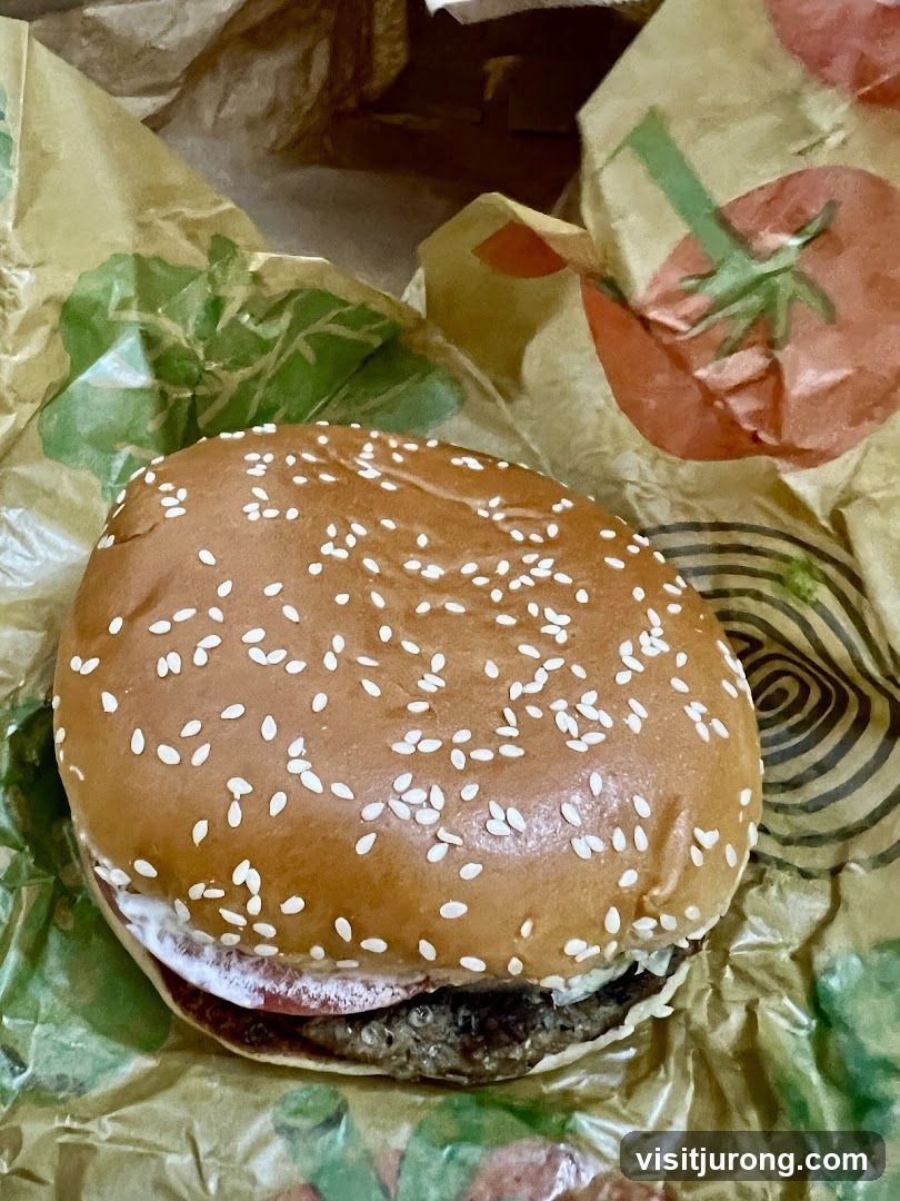 Burger in wrapper