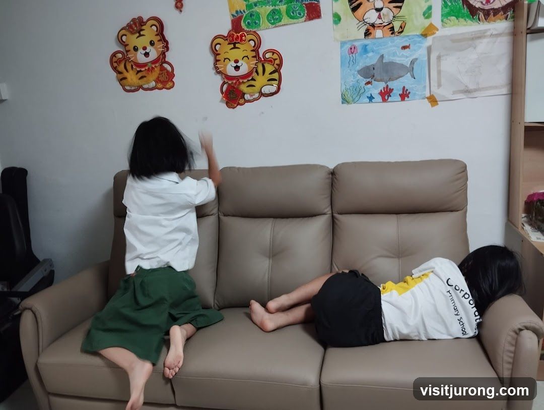 Children on a couch
