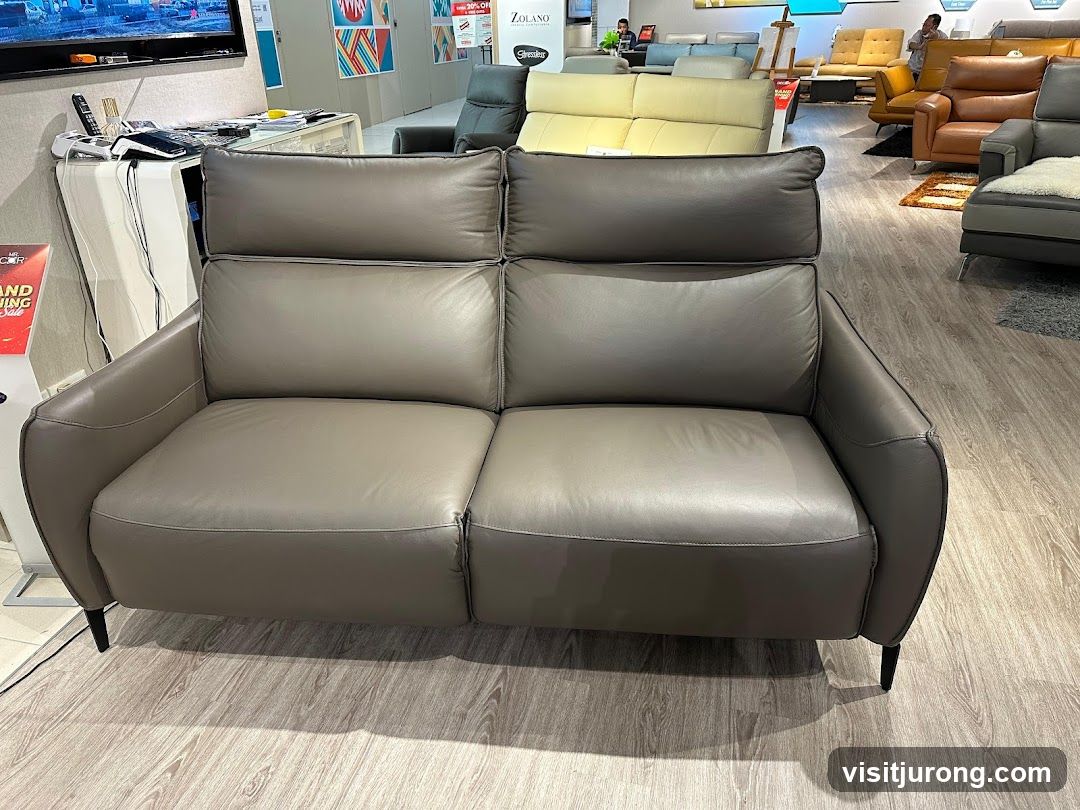 Modern Grey Leather Sofa