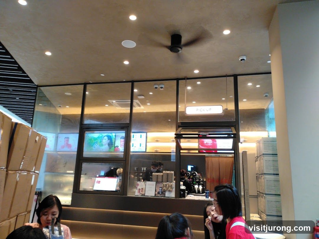 Interior of a cafe with a pick-up counter