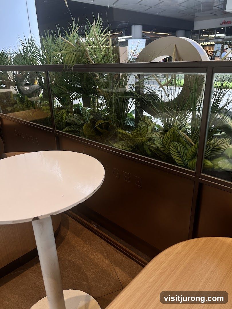 Indoor seating area with plants