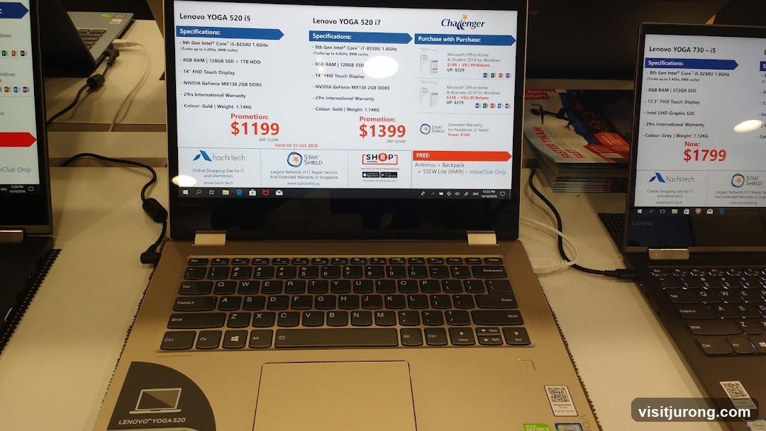 Lenovo Laptops on Display